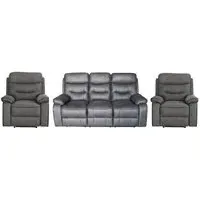 Gabrielle 3+1+1 Seater Recliner Sofa Set - Charcoal, Leather
