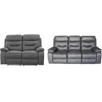 Gabrielle 3+2 Seater Recliner Sofa Set - Charcoal, Leather