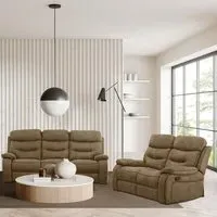 Gabrielle 3+2 Seater Recliner Sofa Set - Tawny Brown, Leather