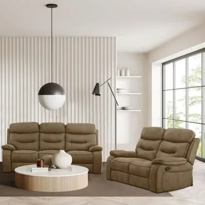 Gabrielle 3+2 Seater Recliner Sofa Set - Tawny Brown, Leather
