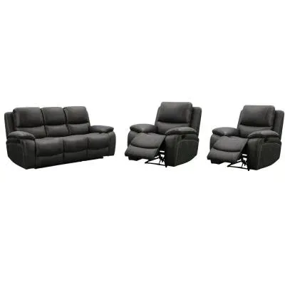 Isobella 3+1+1 Seater Recliner Sofa Set - Charcoal, Fabric