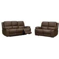 Isobella 3+2 Seater Manual Recliner Sofa Set - Chocolate, Fabric