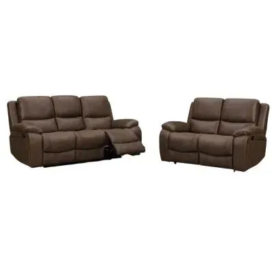 Isobella 3+2 Seater Manual Recliner Sofa Set - Chocolate, Fabric