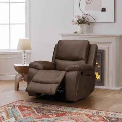 Isobella Manual Recliner Armchair - Chocolate, Fabric