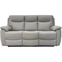 Lucia 3-Seater Recliner Sofa - Pearl Grey, Leather