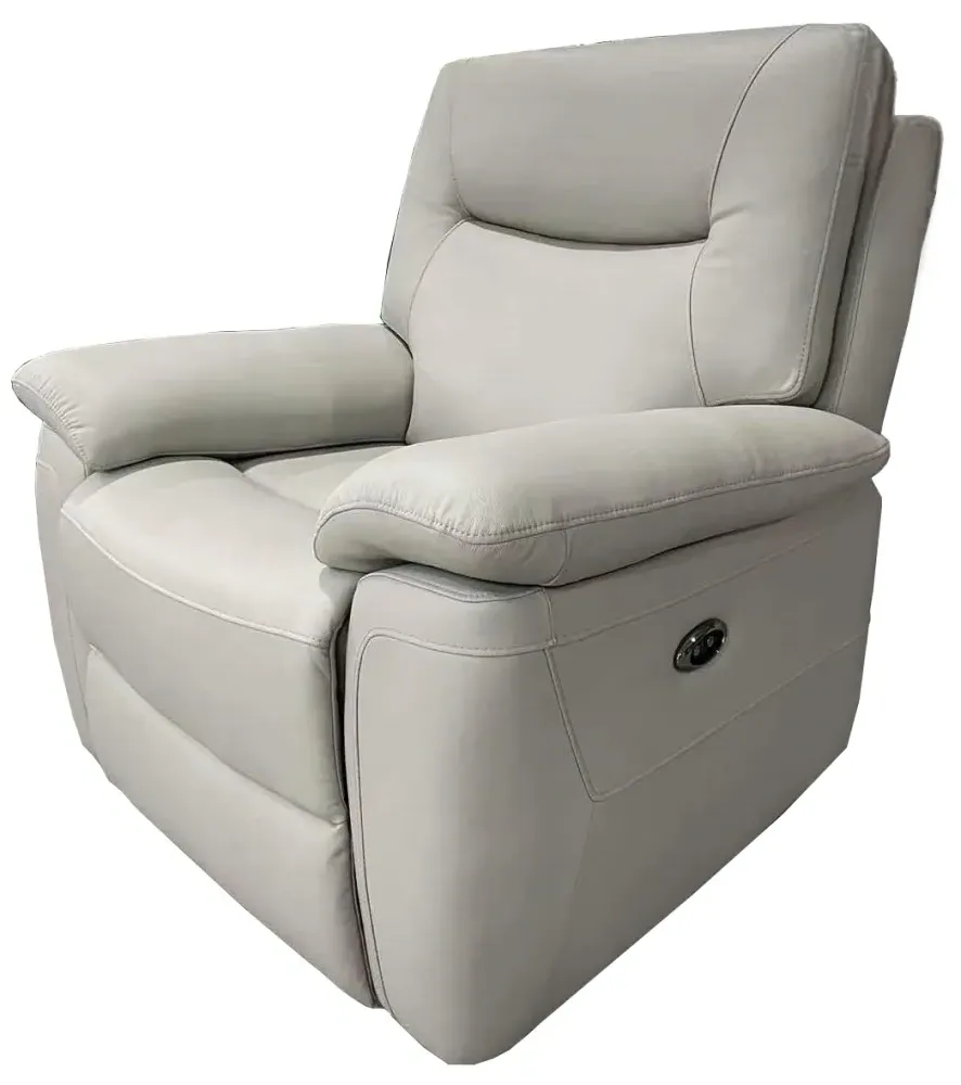 Lucia Recliner Armchair - Pearl Grey, Leather