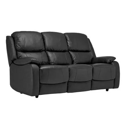Palermo 3-Seater Recliner Sofa - Black, Leather image
