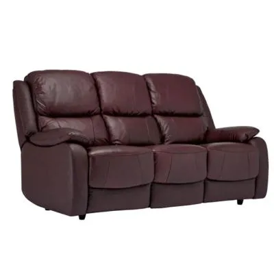 Palermo 3-Seater Recliner Sofa - Burgundy, Leather