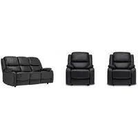 Palermo 3+1+1 Seater Recliner Sofa Set - Black, Leather