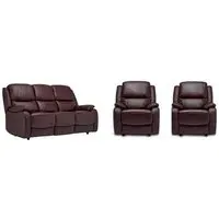 Palermo 3+1+1 Seater Recliner Sofa Set - Burgundy, Leather