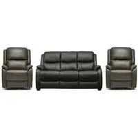 Palermo 3+1+1 Seater Recliner Sofa Set - Grey, Leather