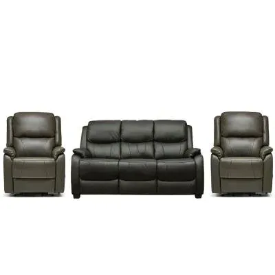 Palermo 3+1+1 Seater Recliner Sofa Set - Grey, Leather