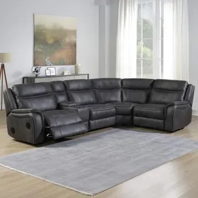 Phoenix Corner Power Recliner Sofa - Charcoal, Leather