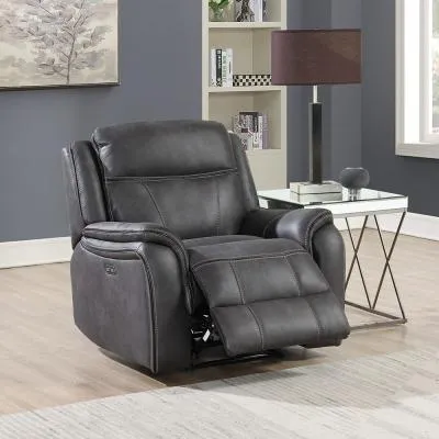 Phoenix Power Recliner Armchair - Charcoal, Leather image