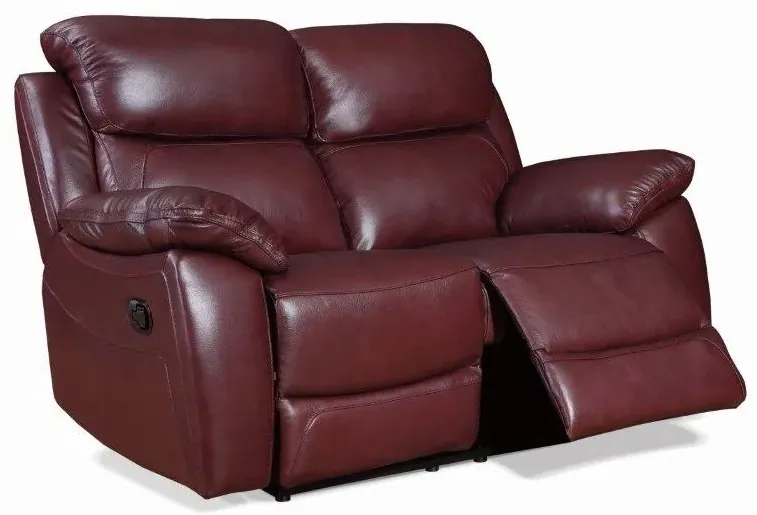 Rivoli 2-Seater Recliner Sofa - Burgundy, Leather