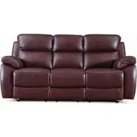 Rivoli 3-Seater Recliner Sofa - Burgundy, Leather