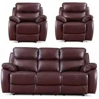 Rivoli 3+1+1 Recliner Sofa Set - Burgundy, Leather