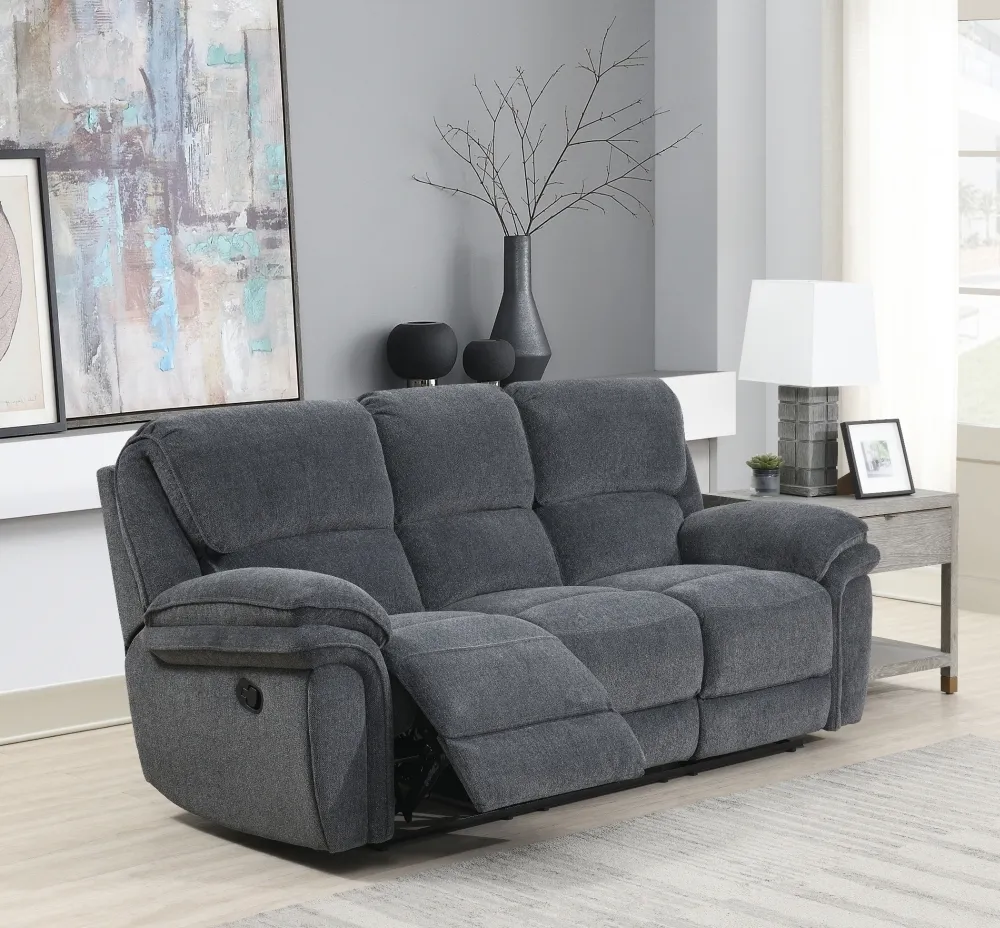 Sasha 3-Seater Recliner Sofa - Dark Grey, Fabric