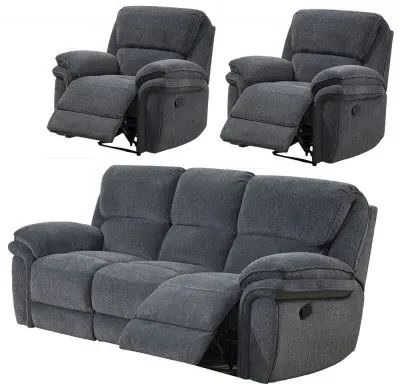 Sasha 3+1+1 Recliner Sofa Set - Dark Grey, Fabric image