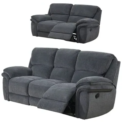 Sasha 3+2 Seater Recliner Sofa Set - Dark Grey, Fabric image