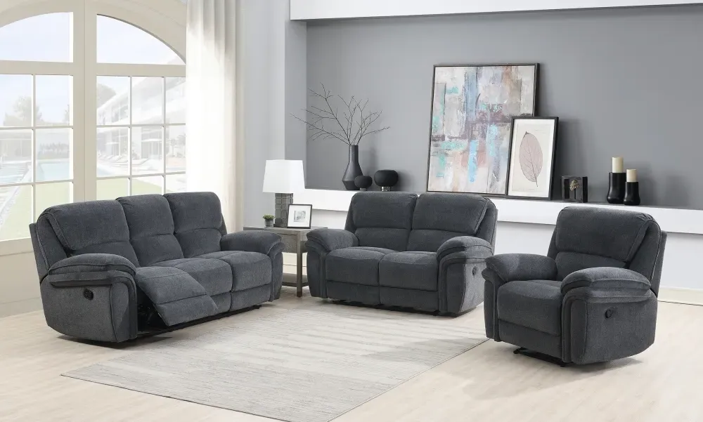 Sasha Recliner Armchair - Dark Grey, Fabric