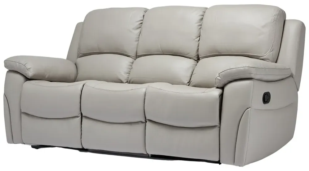 Sienna 3-Seater Recliner Sofa - Pearl Grey, Leather