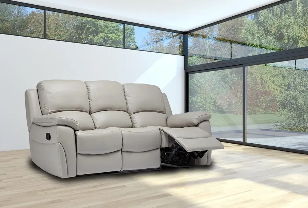 Sienna 3-Seater Recliner Sofa - Pearl Grey, Leather