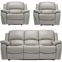 Sienna 3+1+1 Recliner Sofa Set - Pearl Grey, Leather