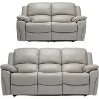 Sienna 3+2 Seater Recliner Sofa Set - Pearl Grey, Leather
