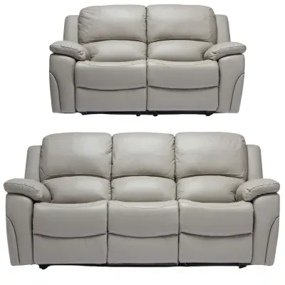 Sienna 3+2 Seater Recliner Sofa Set - Pearl Grey, Leather