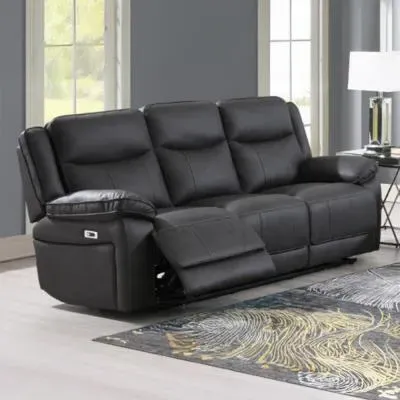 Torino 3-Seater Manual Recliner Sofa - Grey Pewter, Faux Leather