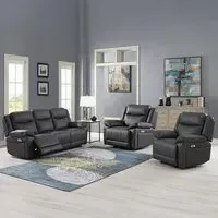 Torino 3+1+1 Seater Manual Recliner Sofa Set - Grey Pewter, Faux Leather