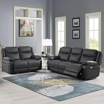 Torino 3+2 Seater Manual Recliner Sofa Set - Grey Pewter, Faux Leather