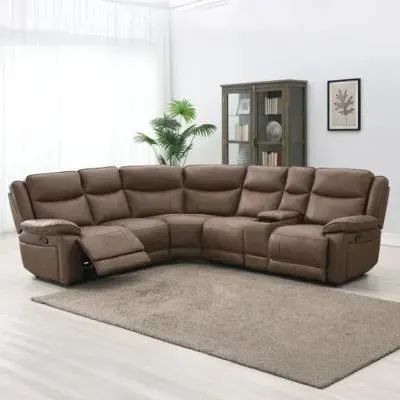 Torino Corner Recliner Sofa - Chestnut, Faux Leather image