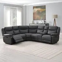 Torino Corner Recliner Sofa - Grey Pewter, Faux Leather