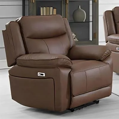 Torino Manual Recliner Armchair - Chestnut, Faux Leather image