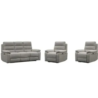 Westbury 3+1+1 Power Reclining Sofa Set - Grey, Fabric