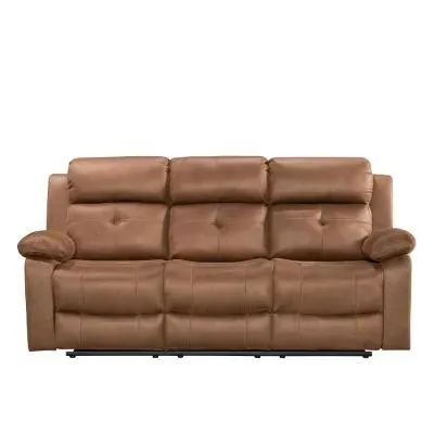York 3-Seater Recliner Sofa - Chestnut Brown, Fabric