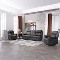 York 3+1+1 Seater Recliner Sofa Set - Charcoal, Fabric