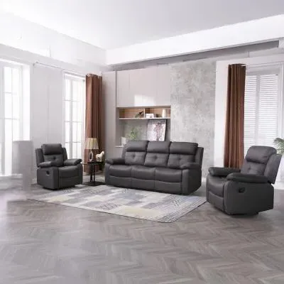 York 3+1+1 Seater Recliner Sofa Set - Charcoal, Fabric image