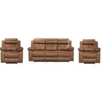 York 3+1+1 Seater Recliner Sofa Set - Chestnut Brown, Fabric