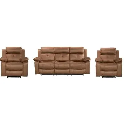 York 3+1+1 Seater Recliner Sofa Set - Chestnut Brown, Fabric
