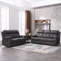York 3+2 Seater Manual Recliner Sofa Set - Charcoal, Fabric