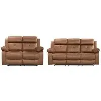 York 3+2 Seater Manual Recliner Sofa Set - Chestnut Brown, Fabric