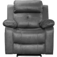 York Manual Recliner Chair - Charcoal, Leather