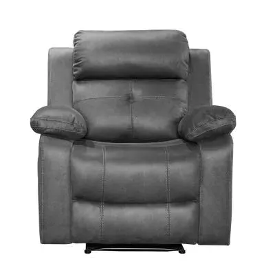York Manual Recliner Chair - Charcoal, Leather