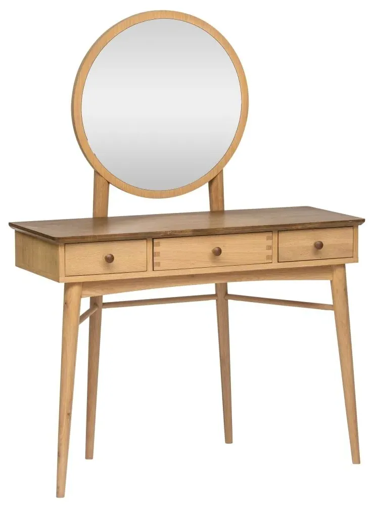 Grace 3 Drawer Dressing Table with Mirror - Natural Oak