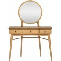 Grace 3 Drawer Dressing Table with Mirror - Natural Oak