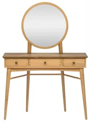 Grace 3 Drawer Dressing Table with Mirror - Natural Oak