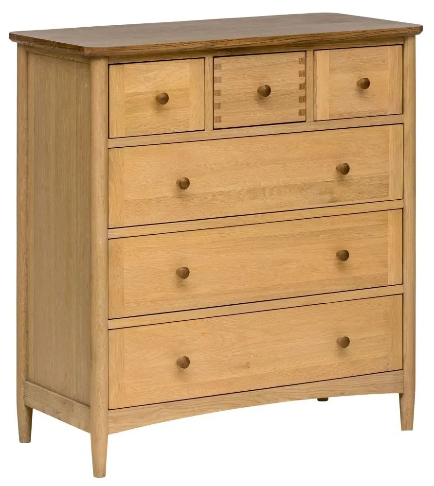 Grace 3 Over 3 Drawer Chest - Natural Oak